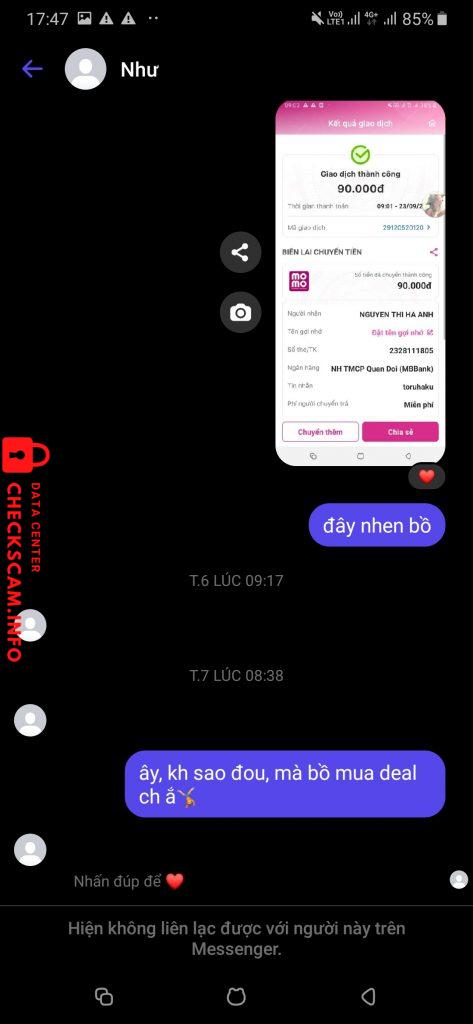 Evidência contra NGUYEN THI HA ANH