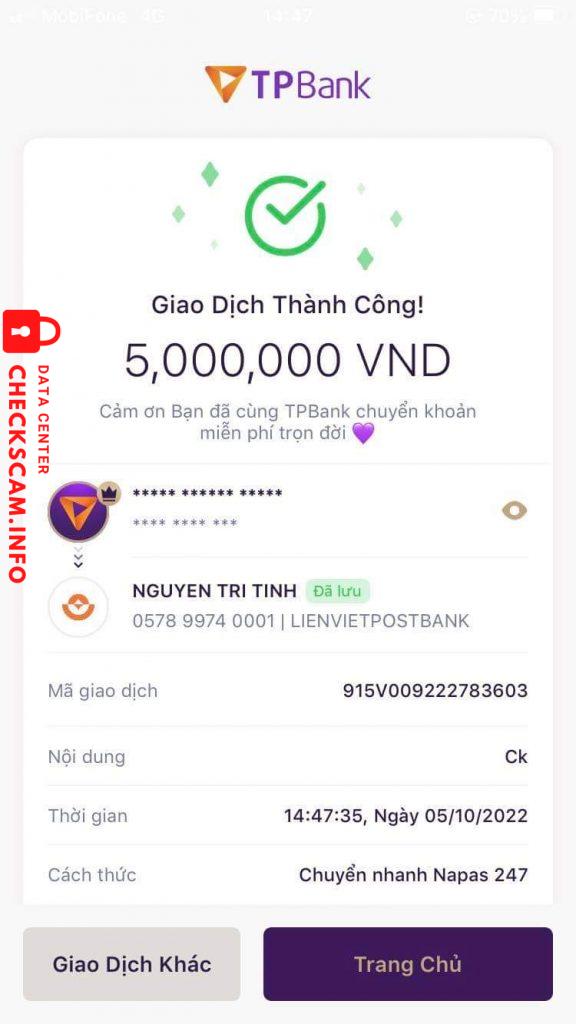 Evidência contra Nguyen Tri tinh 