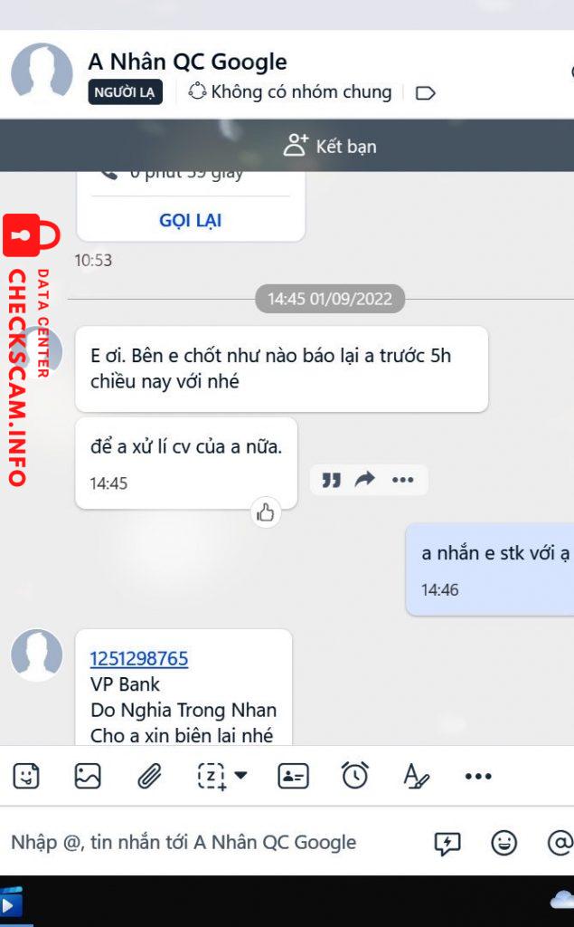 Evidência contra Đỗ Nghĩa Trọng Nhân