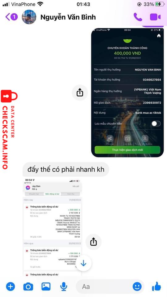 Evidência contra Nguyễn Văn Bình