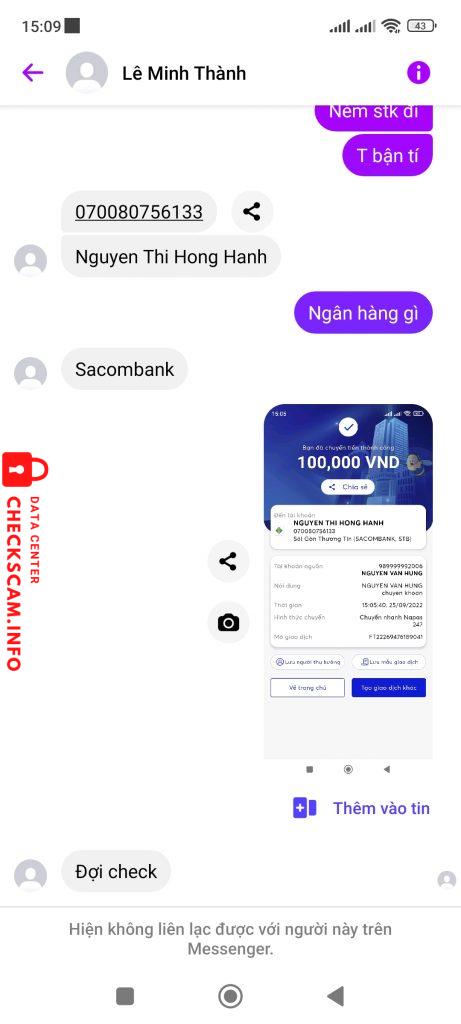 Evidência contra Nguyen Thi Hong Hanh