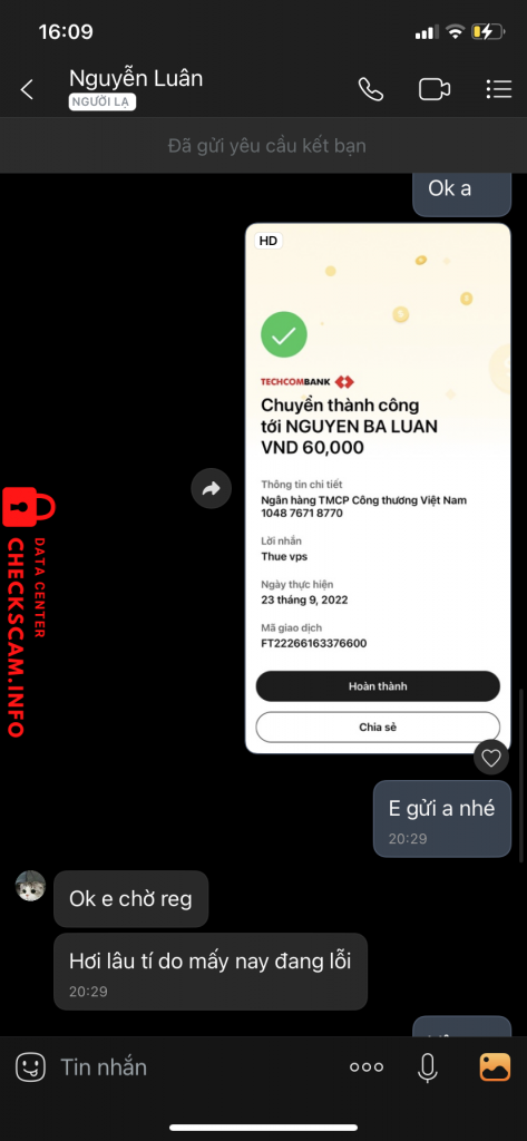 Evidência contra NGUYEN BA LUAN