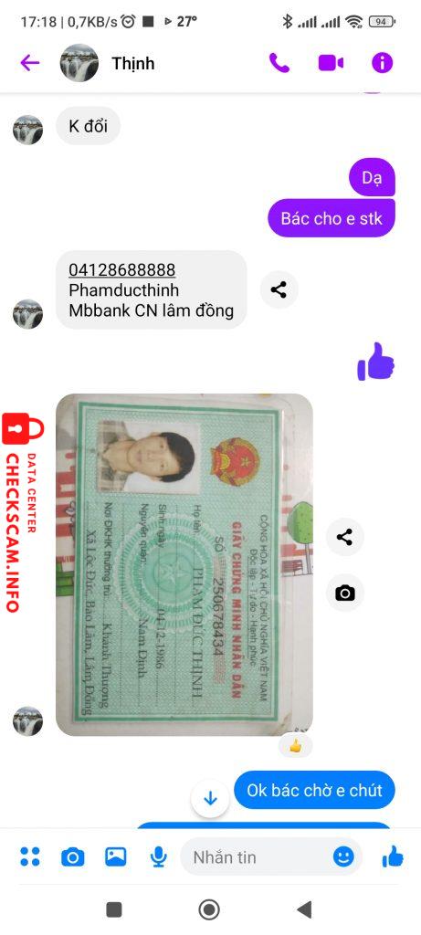 Evidência contra Phạm đức thịnh