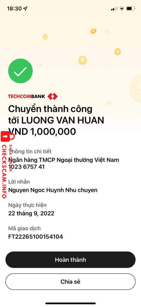 Evidence against Lương Văn Huấn