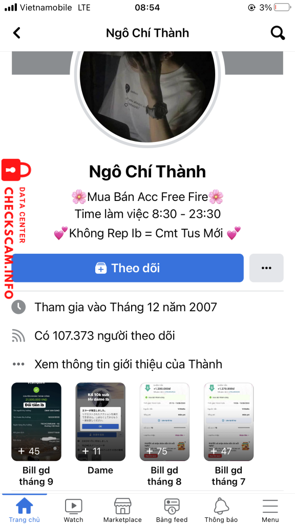 Evidence against DANG THI VINH