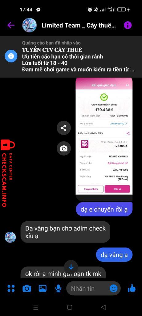 Ebidensya laban sa HOÀNG VĂN HUY
