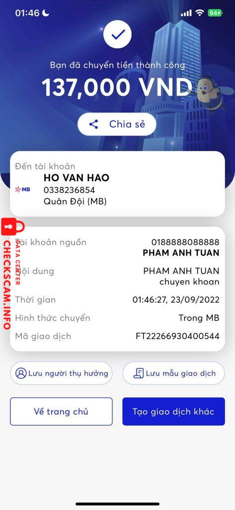 Evidence against Ho Van Hao