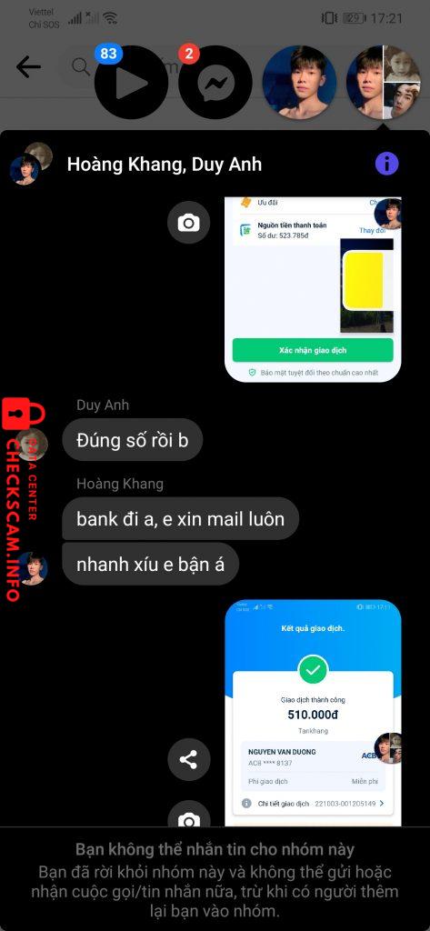 Evidence against NGUYEN VAN DUONG 