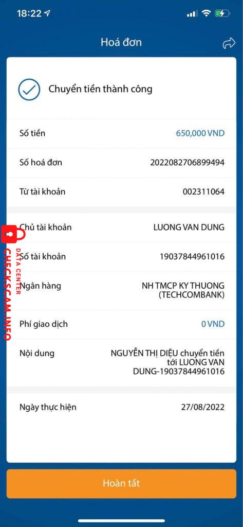 Evidence against Lương Văn Dũng 