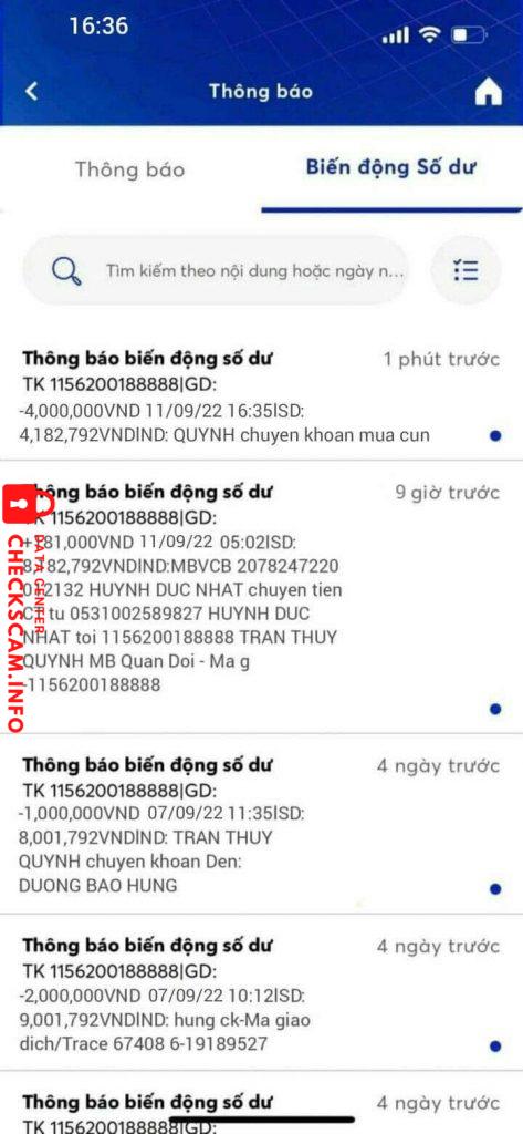 Evidence against Trần Thuý Quỳnh 