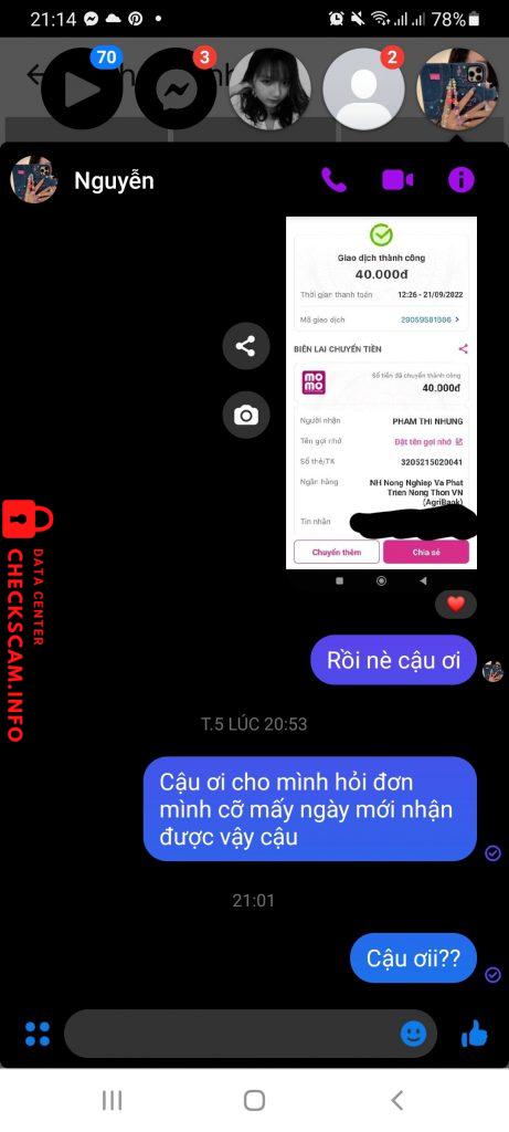 Evidence against PHAM THI NHUNG