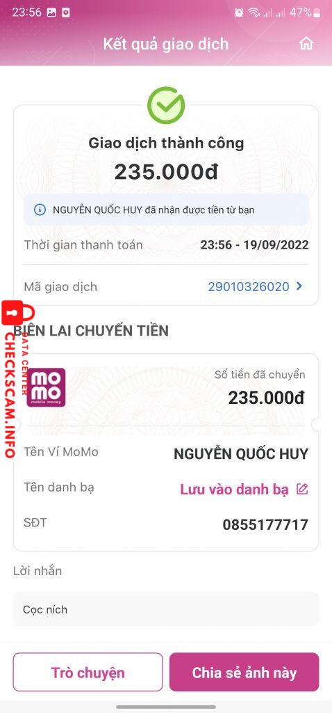 Evidence against Nguyễn Quốc Huy 