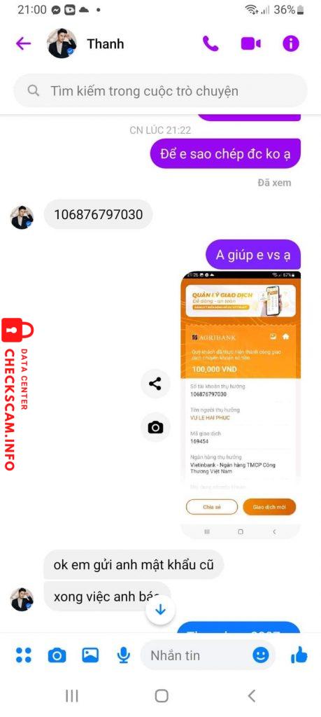 Evidence against Vũ Lê Hải Phúc 