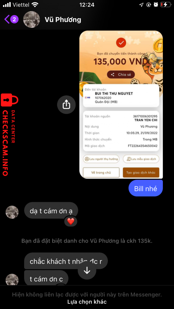 Evidence against Bùi Thị Thu Nguyệt