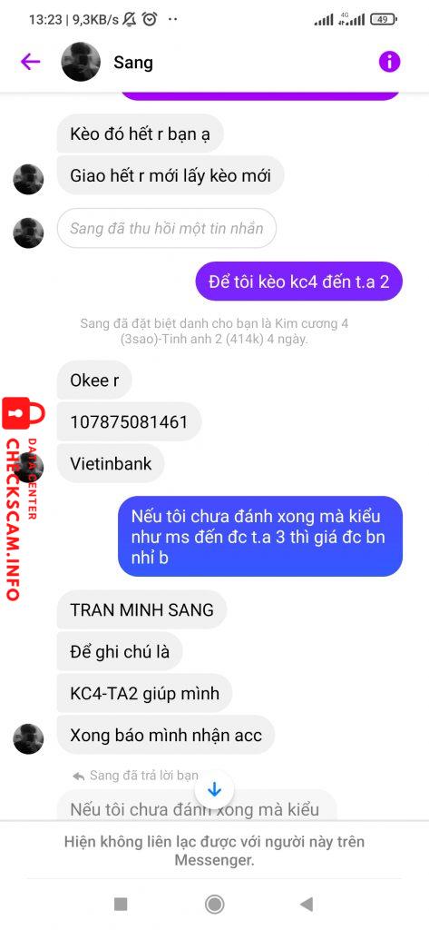 Evidence against TRAN MINH SANG