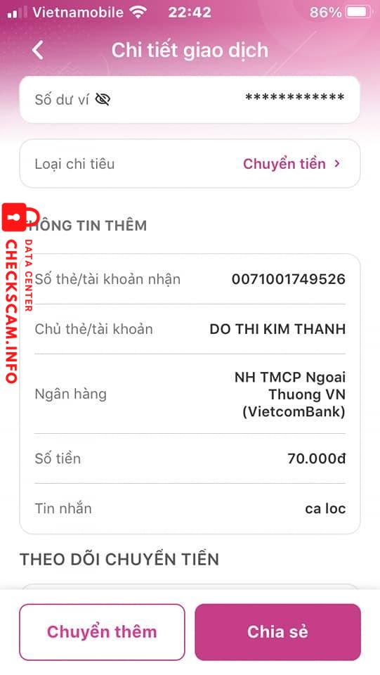 Evidence against DO THI KIM THANH