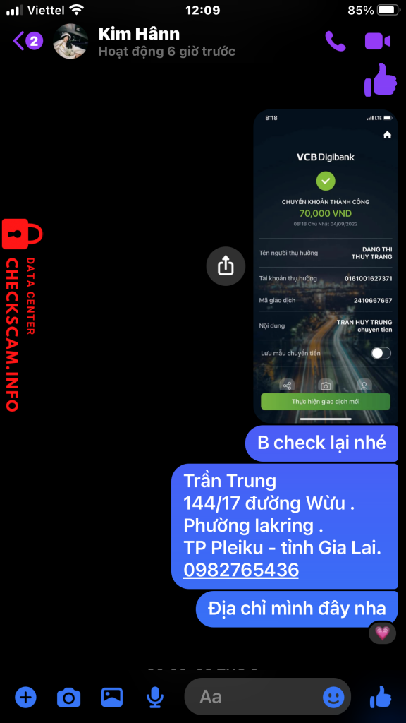 Evidence against Dang Thi Thuy Trang
