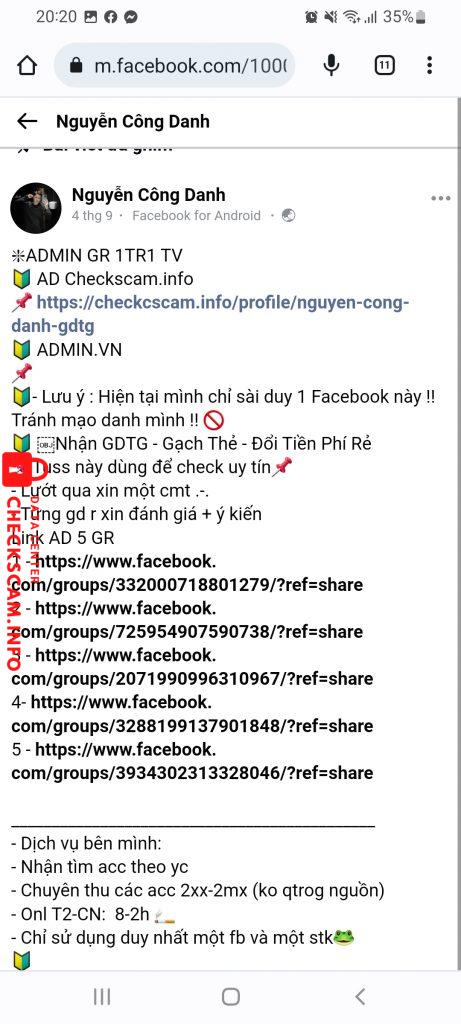 Evidence against Nguyễn công danh