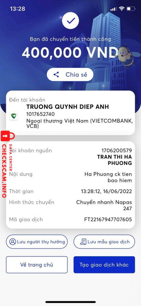 Evidence against TRUONG QUYNH DIEP ANH