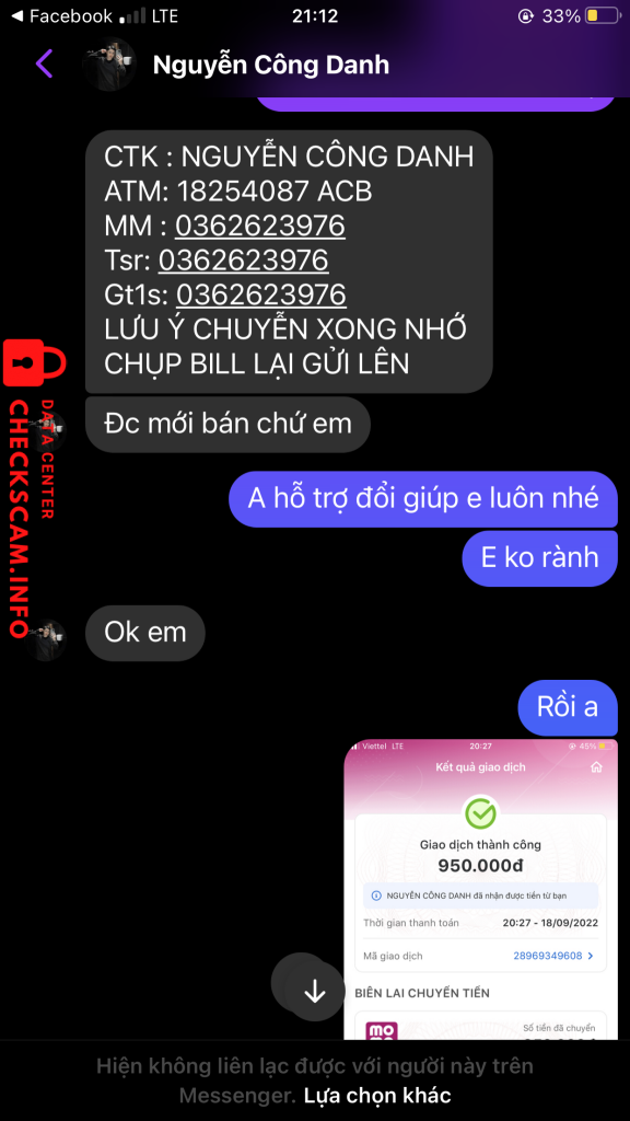 Evidence against NGUYỄN CÔNG DANH