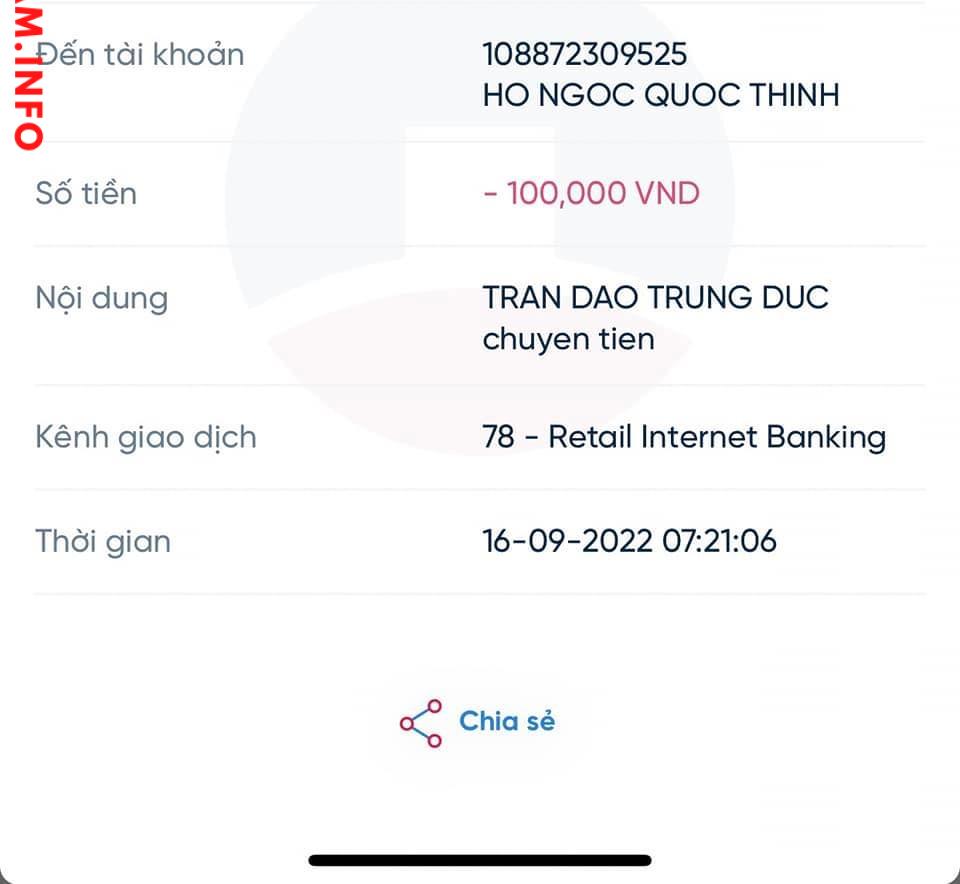 Evidence against Ho Ngoc Quoc Thinh