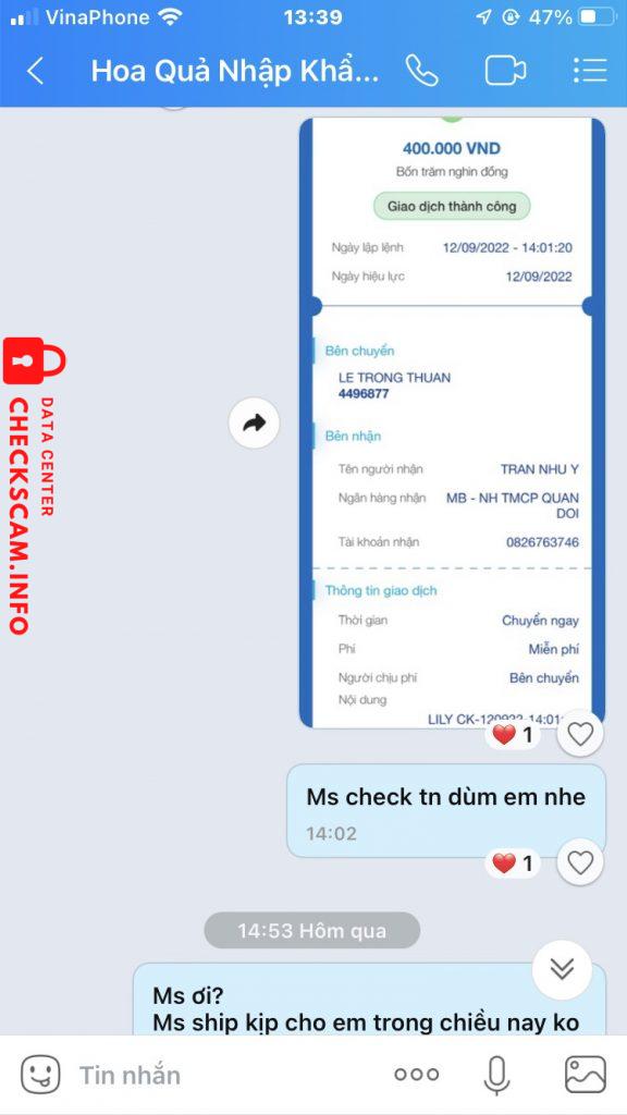 Evidence against Trần Như Ý
