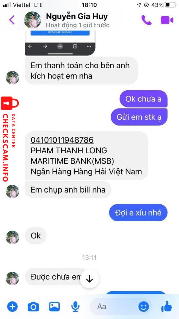 Evidence against Nguyễn Gia Huy – phạm thành long