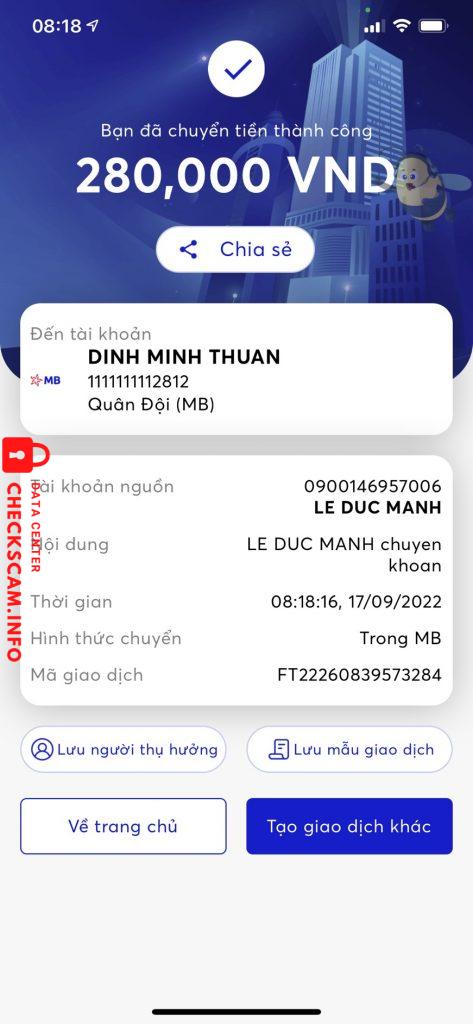 Evidence against DINH MINH THUAN