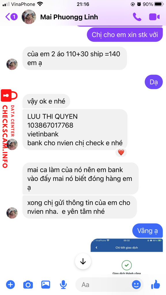 Evidence against LUU THI QUYEN