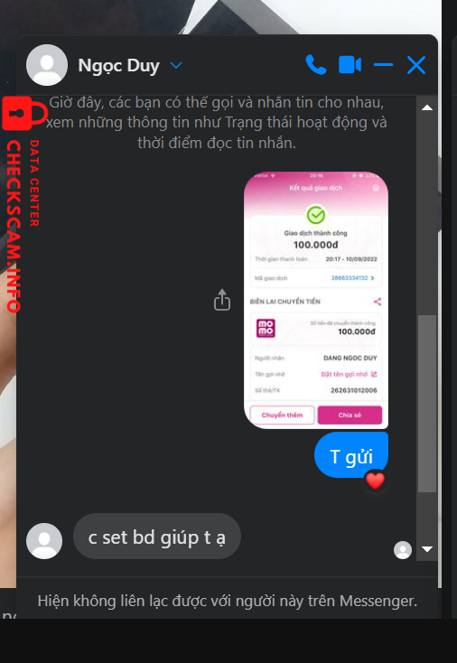 Evidence against DANG NGOC DUY
