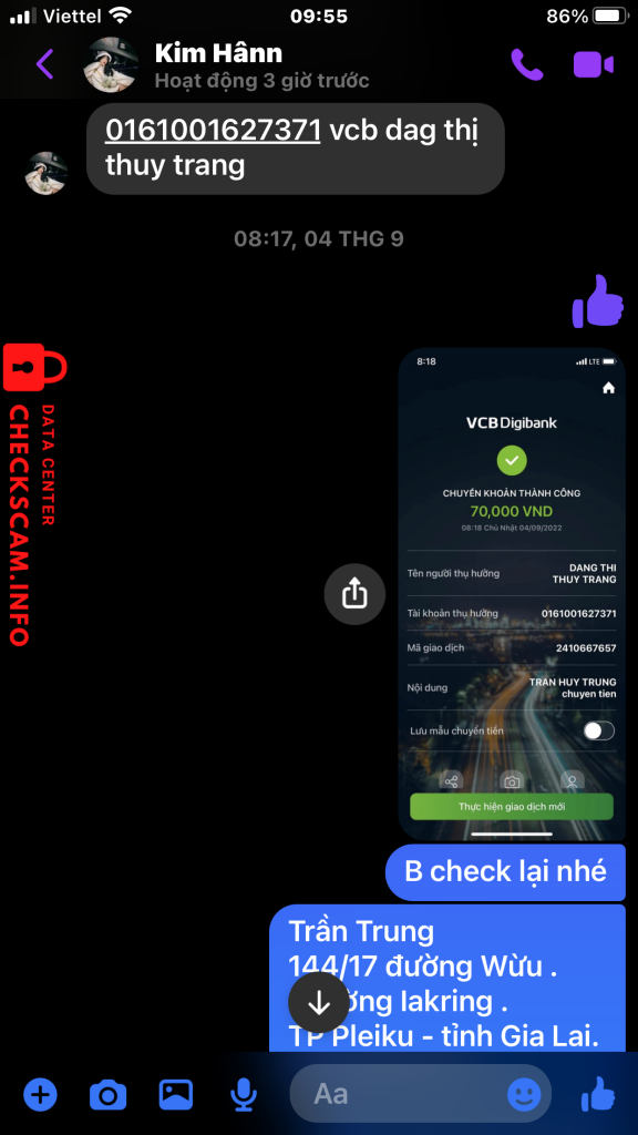 Evidence against đặng thị thuỳ trang