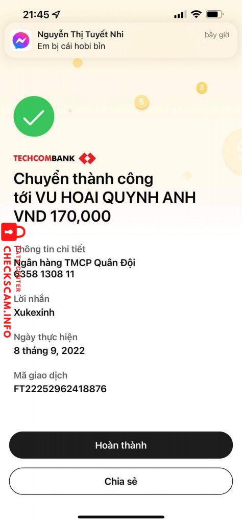 针对的证据 Vu Hoai Quynh Anh