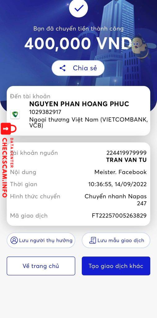 针对的证据 Nguyễn Phan Hoàng Phúc