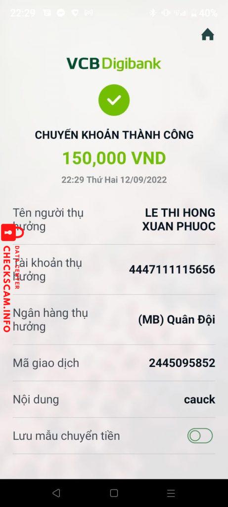 Evidence against Lê Thị Hồng Xuân Phước