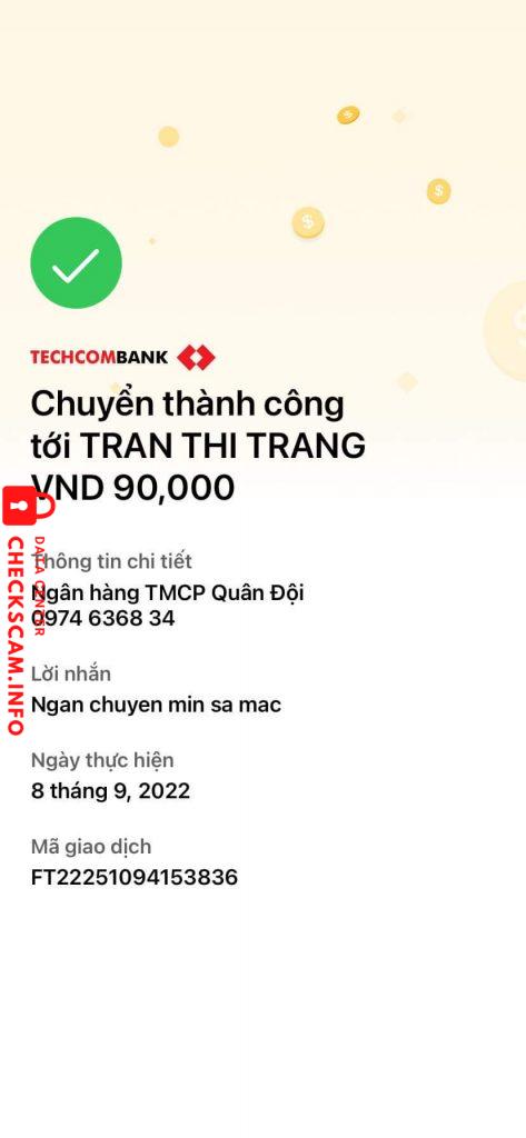 Evidence against TRAN THI TRANG