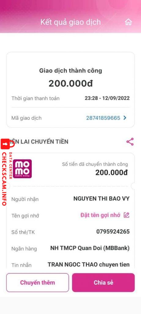 Evidence against Nguyễn Thị Bảo Vy