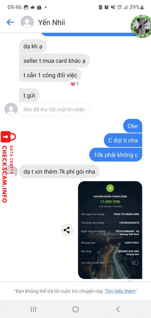 Evidence against TRAN THI MONG HIEN