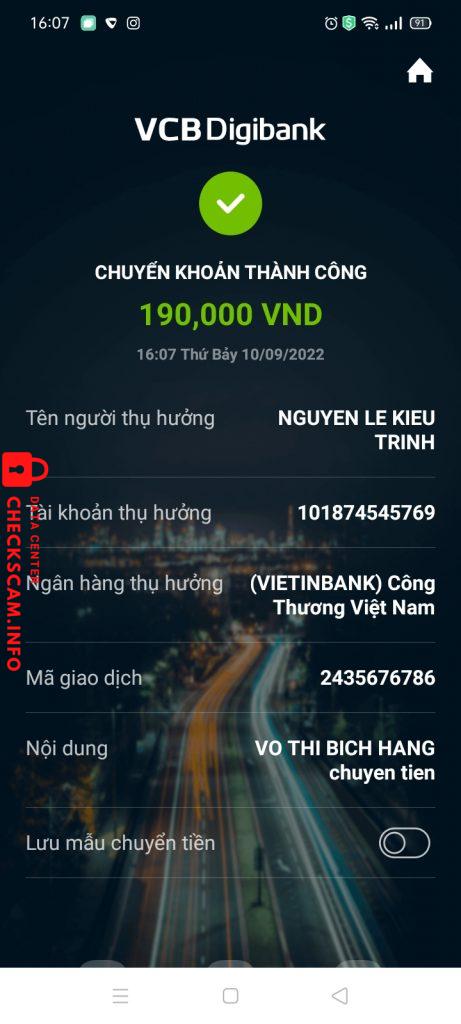 Evidence against Nguyễn Lê Kiều Trinh