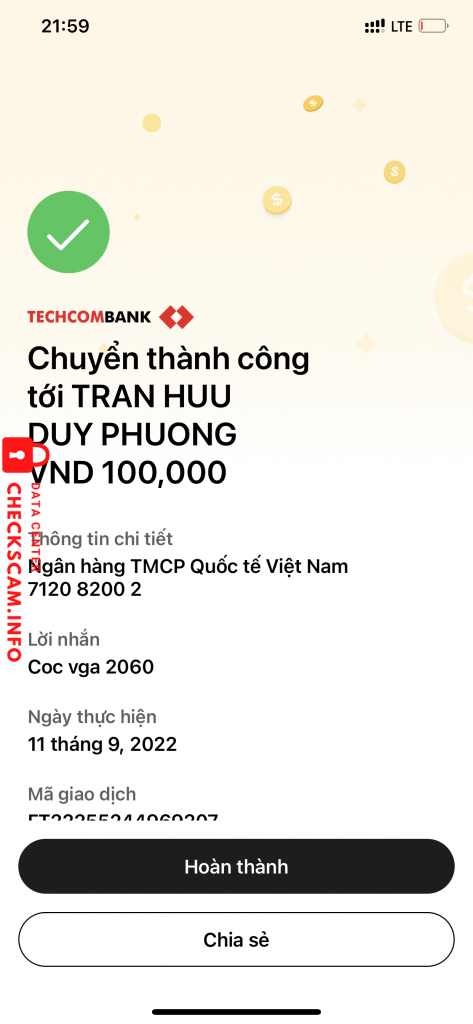 Evidence against Tran huu duy phuong