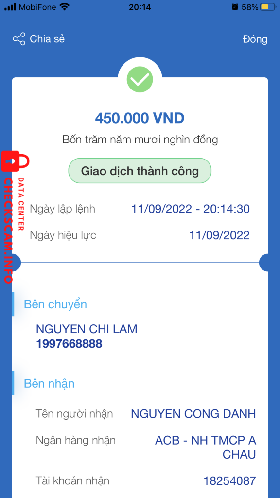 Evidence against NGUYEN CONG DANH