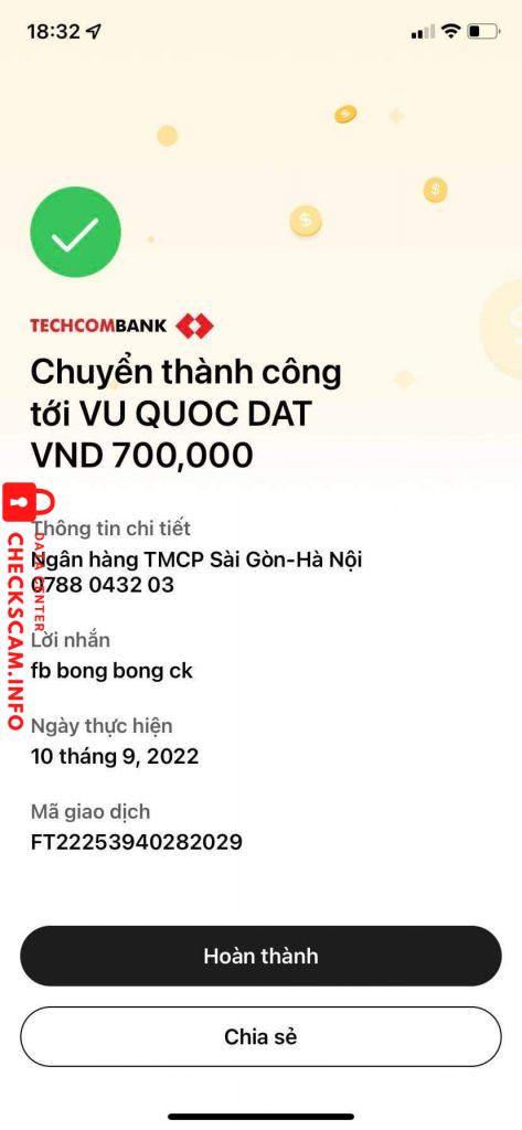 Evidence against VU QUOC DAT