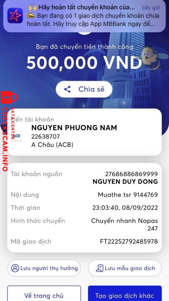 Evidence against NGUYEN PHUONG NAM