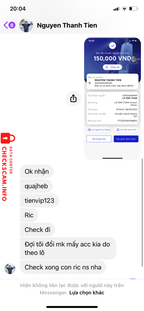 Evidence against Nguyen Thanh Tien