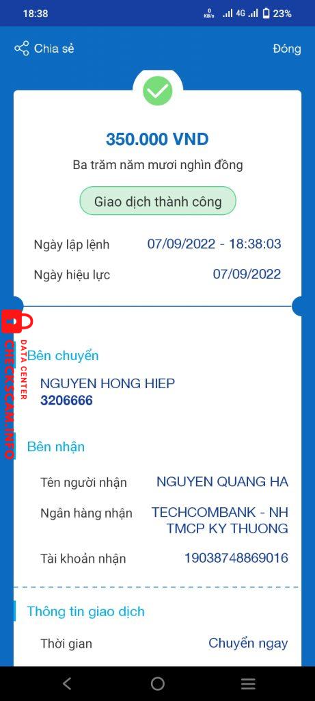 Evidence against NGUYEN QUANG HA