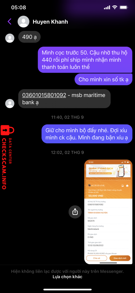 Evidence against Trịnh khánh huyền