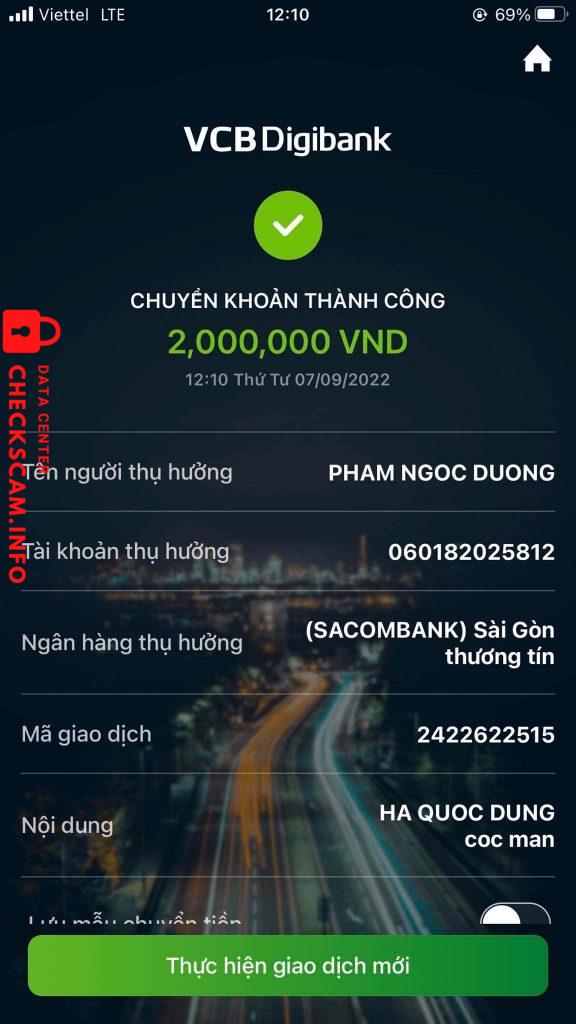 Evidence against Pham Ngoc Duong