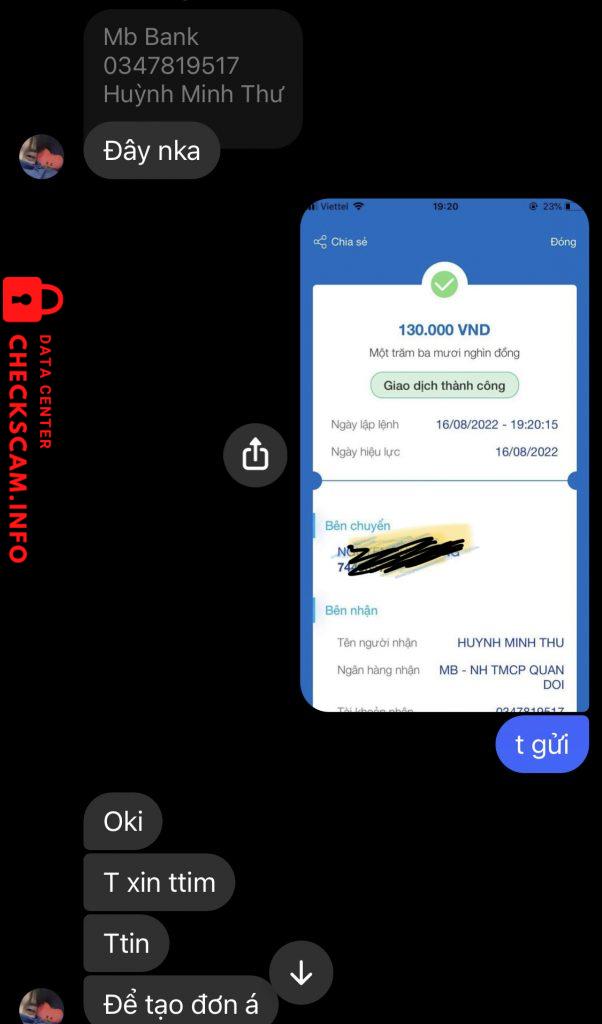 Evidence against Huỳnh Minh Thư