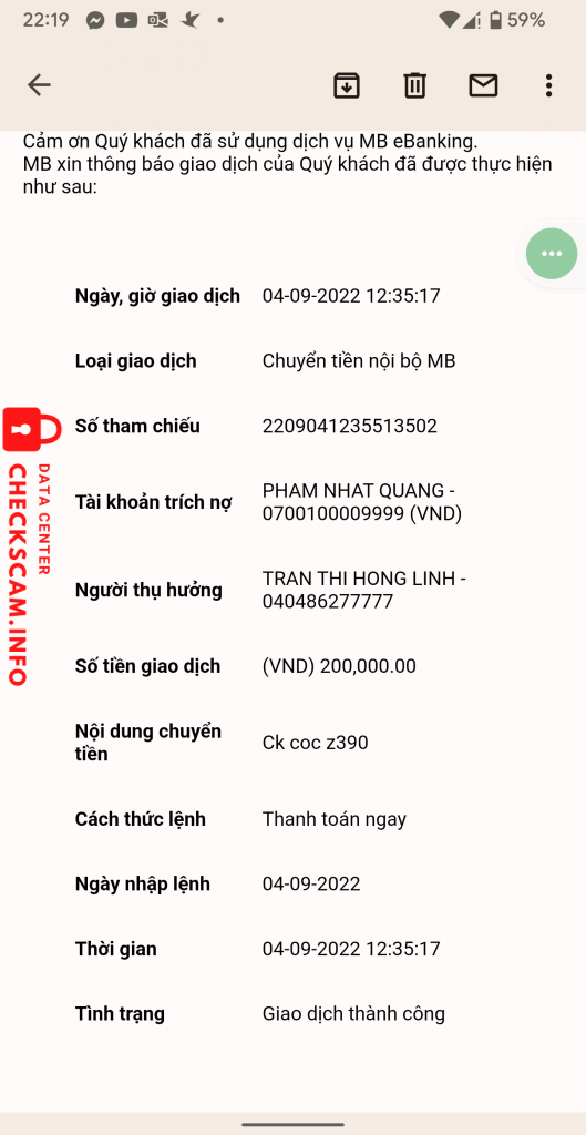 Evidence against TRAN THI NGOC LINH