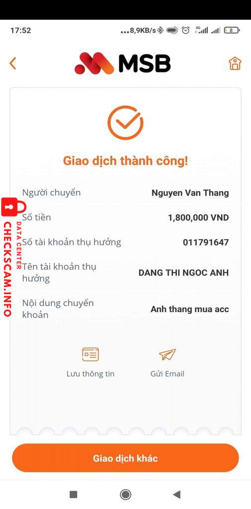 Evidence against DANG THI NGOC ANH