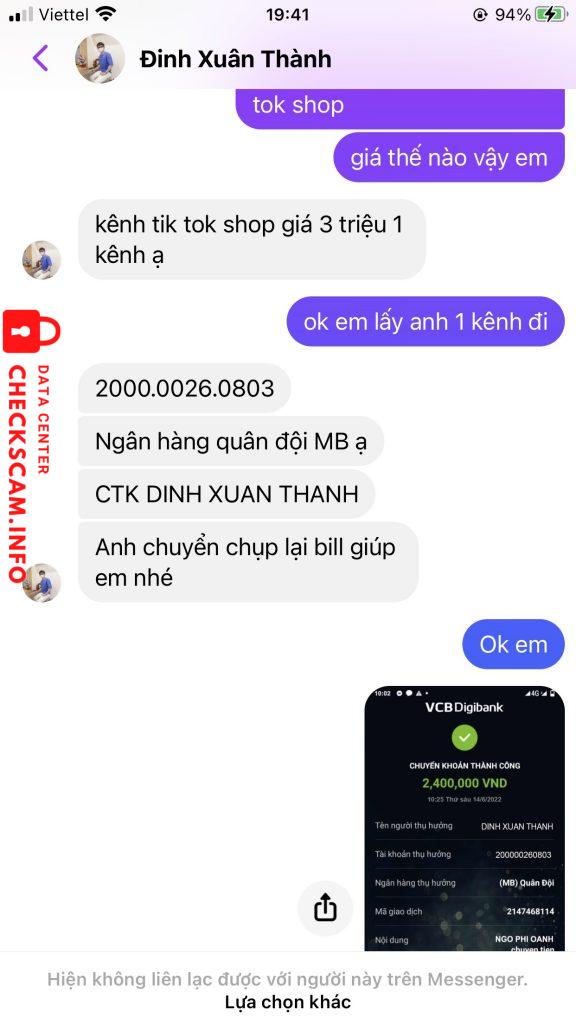 Evidence against DINH XUAN THANH
